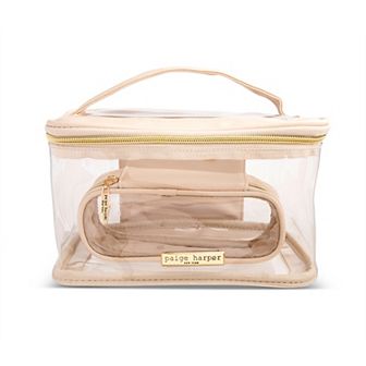 Paige Harper 2 pc Clear Cosmetic Bag Set