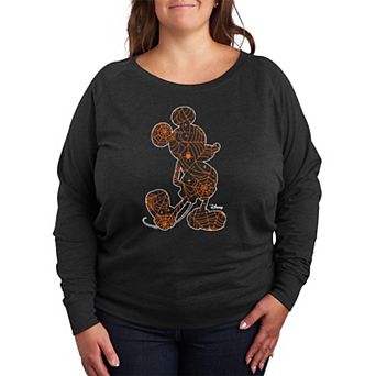 Disney's Mickey Mouse Plus Size Spider Web Outline French Terry Long Sleeve Tee