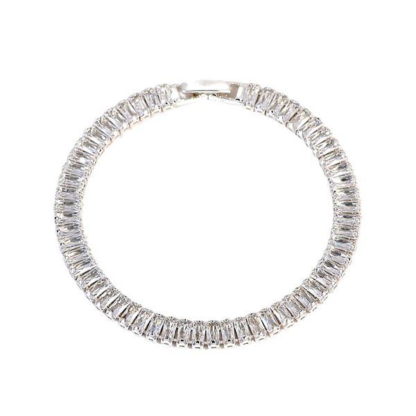Danecraft Fine Silver Plated Cubic Zirconia Tennis Bracelet