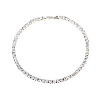 Danecraft Cubic Zirconia Fold-Over Closure Tennis Bracelet