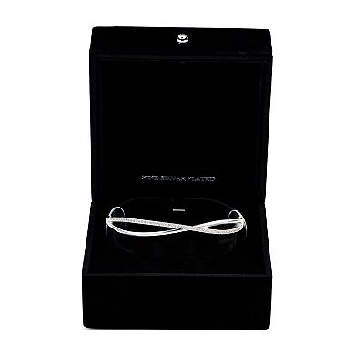 Danecraft Fine Silver Plated Cubic Zirconia Crisscross Bangle Bracelet