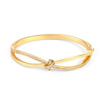 Danecraft Gold Tone Cubic Zirconia Knotted Bangle Bracelet