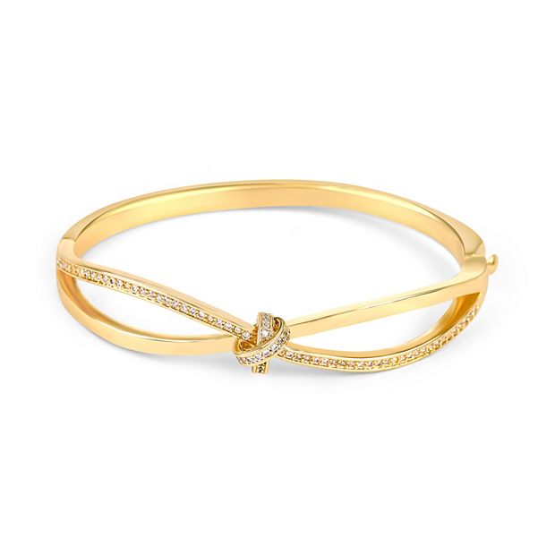 Danecraft Gold Tone Cubic Zirconia Knotted Bangle Bracelet