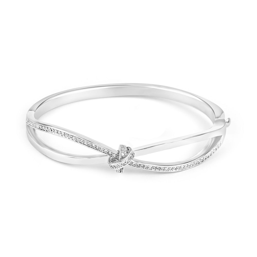 Danecraft Silver Tone Cubic Zirconia Knotted Bangle Bracelet