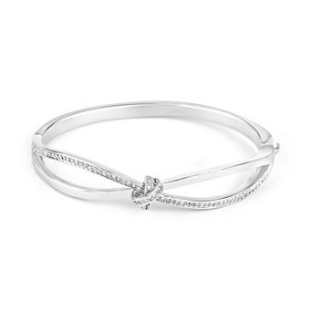 Danecraft Silver Tone Cubic Zirconia Knotted Bangle Bracelet
