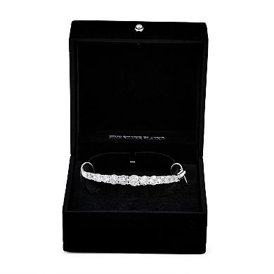 Danecraft Fine Silver Plated Cubic Zirconia Bangle Bracelet