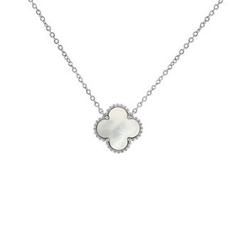 PRIMROSE Fine Silver Plated Mother-of-Pearl Clover Necklace