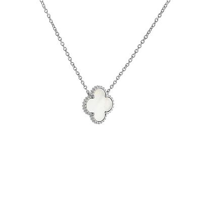 PRIMROSE Fine Silver Plated Mother-of-Pearl Clover Necklace