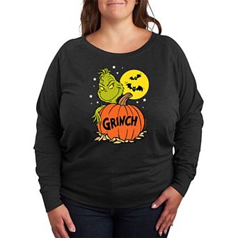 Plus Size Dr. Seuss Grinch Halloween French Terry Long Sleeve Tee