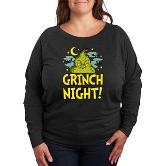Plus Size Dr. Seuss Grinch Night Halloween French Terry Long Sleeve Tee