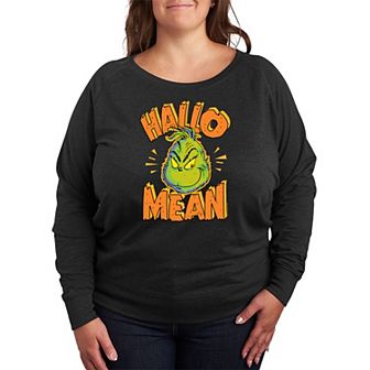 Plus Size Dr. Seuss Grinch HalloMean French Terry Long Sleeve Tee