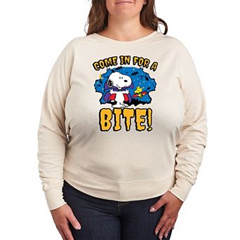 Plus Size Peanuts Snoopy & Woodstock Vampire French Terry Long Sleeve Tee