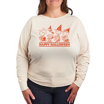 Plus Size Peanuts Group Happy Halloween French Terry Long Sleeve Tee