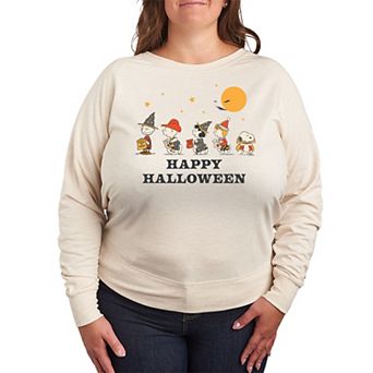 Plus Size Peanuts Group Happy Halloween French Terry Long Sleeve Tee