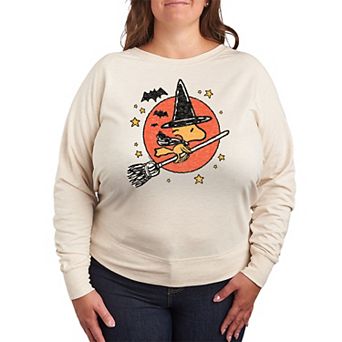 Plus Size Peanuts Woodstock Witch Halloween French Terry Long Sleeve Tee