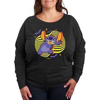 Disney's Lilo & Stitch Plus Size Bats and Stars Halloween French Terry Long Sleeve Tee