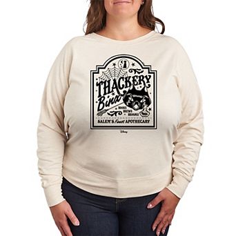 Disney's Hocus Pocus Binx Plus Size Business Sign French Terry Long Sleeve Tee