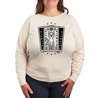 Disney's Hocus Pocus Binx Plus Size Tarot Card French Terry Long Sleeve Tee