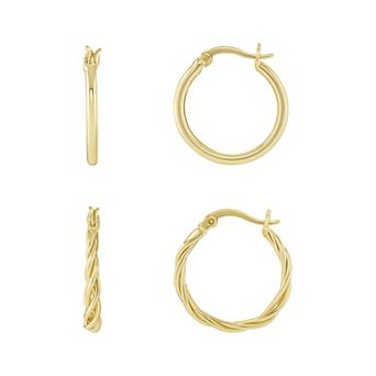 PRIMROSE 2-Pair Polished Hoop Earring Set