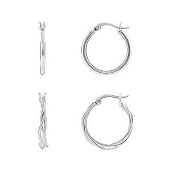PRIMROSE 2-Pair Polished Hoop Earring Set