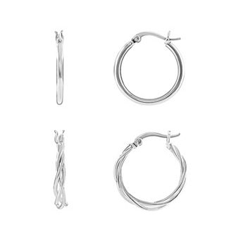 PRIMROSE 2-Pair Polished Hoop Earring Set