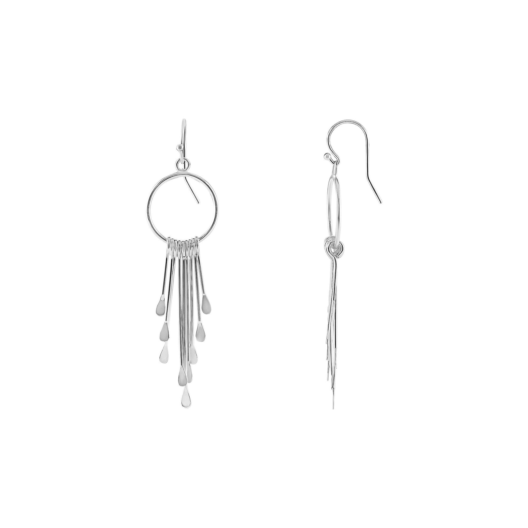 PRIMROSE Graduated Paddle Fringe Drop Earrings, Womens, Silver Tone