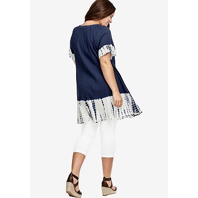 ellos Plus Size Tie-Dye Gauze Tunic