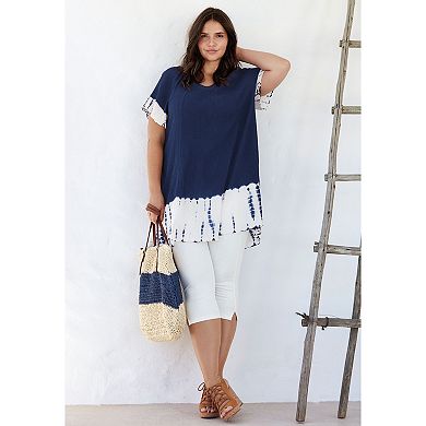 ellos Plus Size Tie-Dye Gauze Tunic