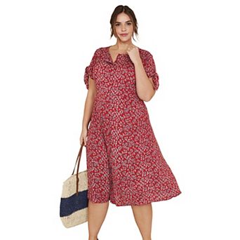 ellos Plus Size Tie-Sleeve Dress