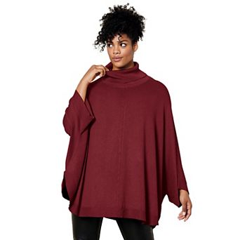 ellos Plus Size Turtleneck Poncho Sweater