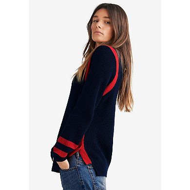 ellos Plus Size Side Stripe Mockneck Sweater