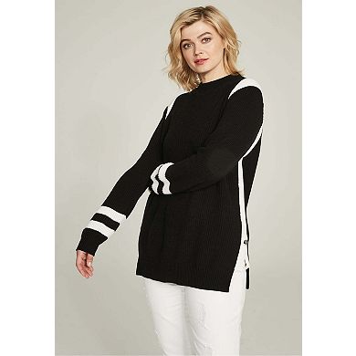 Ellos Plus Size Side Stripe Mockneck Sweater