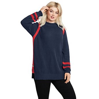 ellos Plus Size Side Stripe Mockneck Sweater