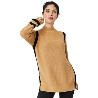ellos Plus Size Side Stripe Mockneck Sweater