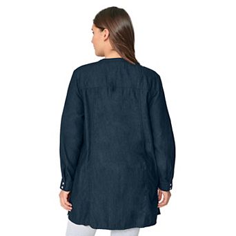 ellos Plus Size Snap Front Denim Tunic