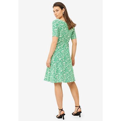 ellos Plus Size Short Sleeve Fit & Flare Knit Dress