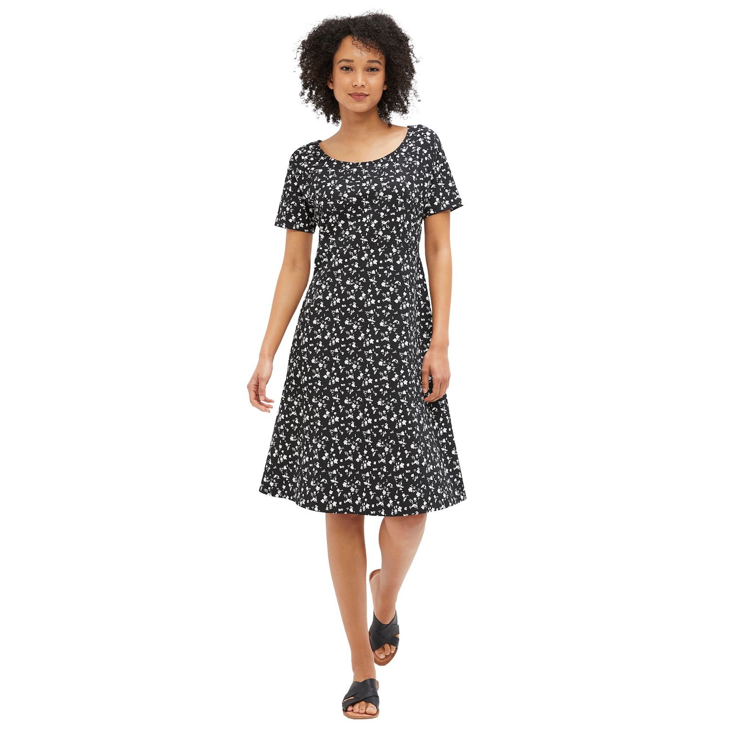 Женское платье Ellos Plus Size Short Sleeve Fit & Flare Knit, цвет: С принтом