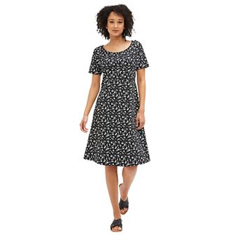 ellos Plus Size Short Sleeve Fit & Flare Knit Dress