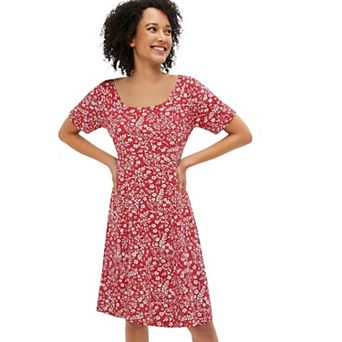 Ellos Plus Size Short Sleeve Fit & Flare Knit Dress