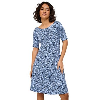 ellos Plus Size Short Sleeve Fit & Flare Knit Dress