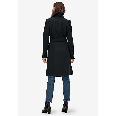 ellos Plus Size Wrap-Collar Wool-Blend Coat