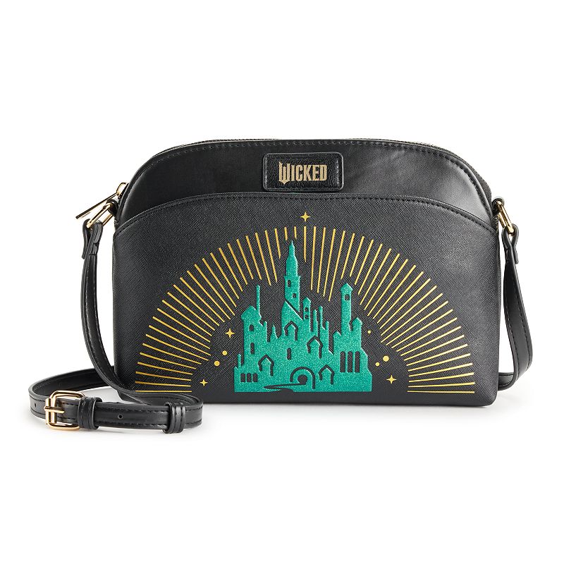 Wicked Emerald City Screenprint Crossbody Bag, Black