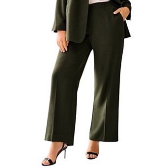 ellos Plus Size Woven Wide Leg Pants