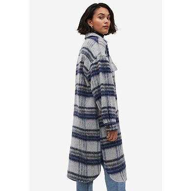 ellos Plus Size Wool Blend Long Shirt Jacket