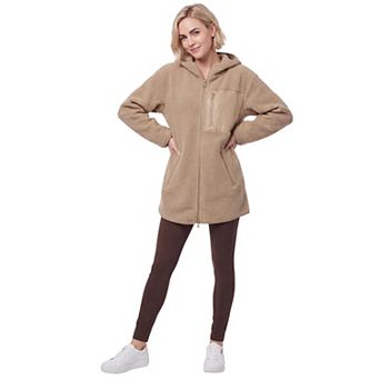 Ellos Plus Size Zip Front Hooded Sherpa Jacket