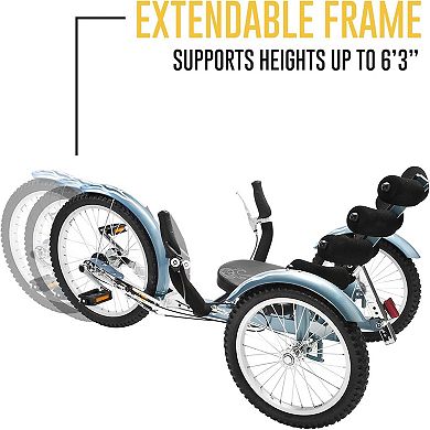 Mobo Cruiser Shift 3-wheel Recumbent Bicycle Trike. Reversible Adult Tricycle Bike