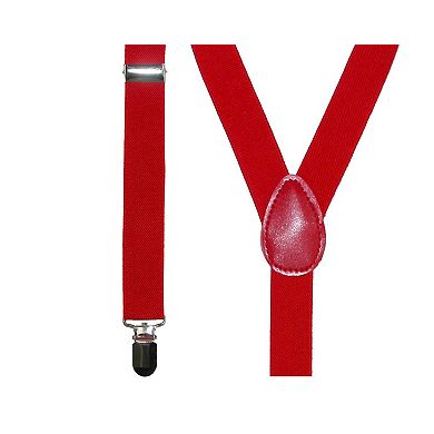 Men's Buffalo Plaid Bow Tie With Solid Suspender Set