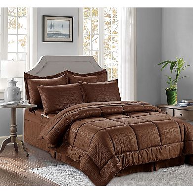 Elegant Comfort 8-pc Leaves Comforter Set- Includes 4-pc Sheet Set With Double Sided Storage Pockets