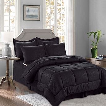 Elegant Comfort 8 pc Leaves Comforter Set- Includes 4 pc Sheet Set With Double Sided Storage Pockets