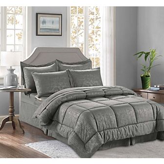 Elegant Comfort 8 pc Leaves Comforter Set- Includes 4 pc Sheet Set With Double Sided Storage Pockets
